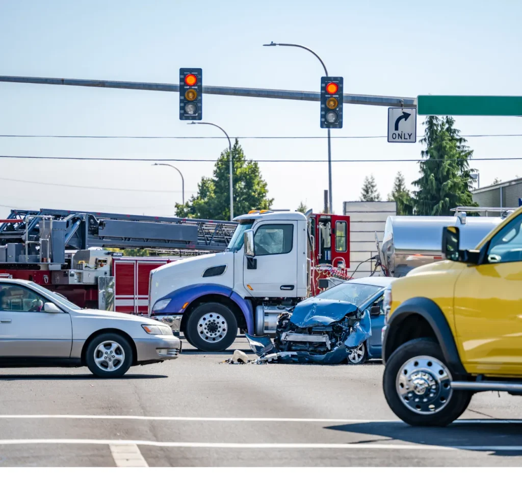 Car accident involving a semi truck.
