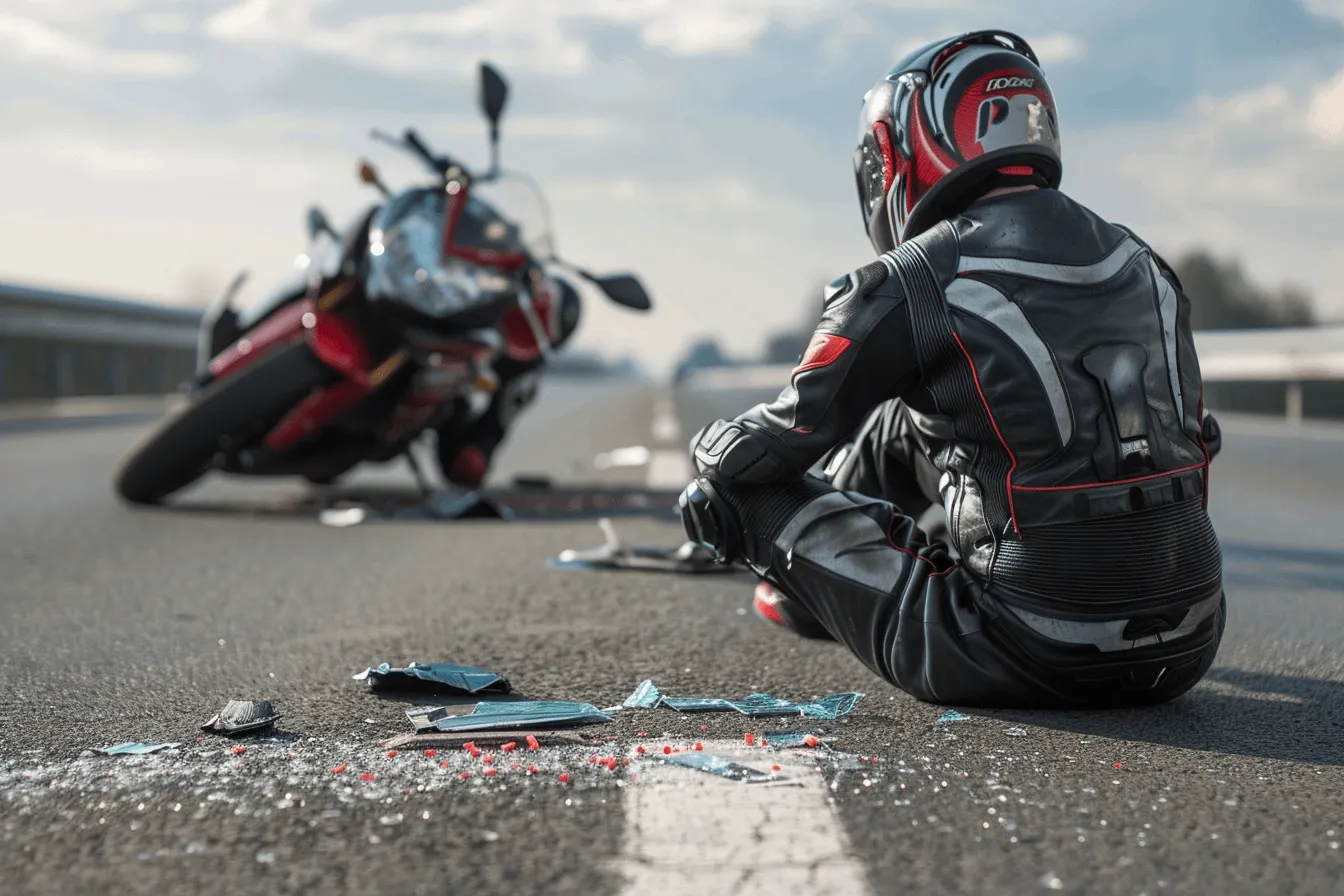 A motorcyclist after an accident.