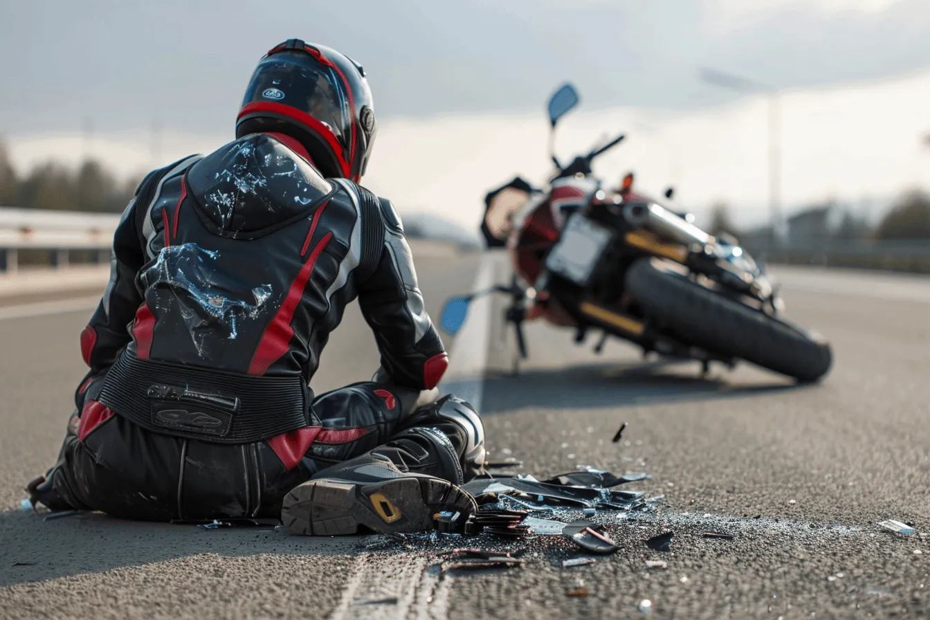 A motorcycle rider after an accident.